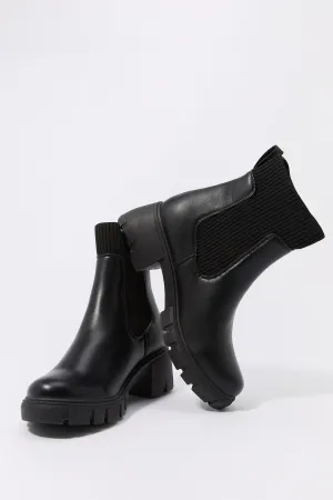 Bottes à panneaux élastiques en tricot côtelé