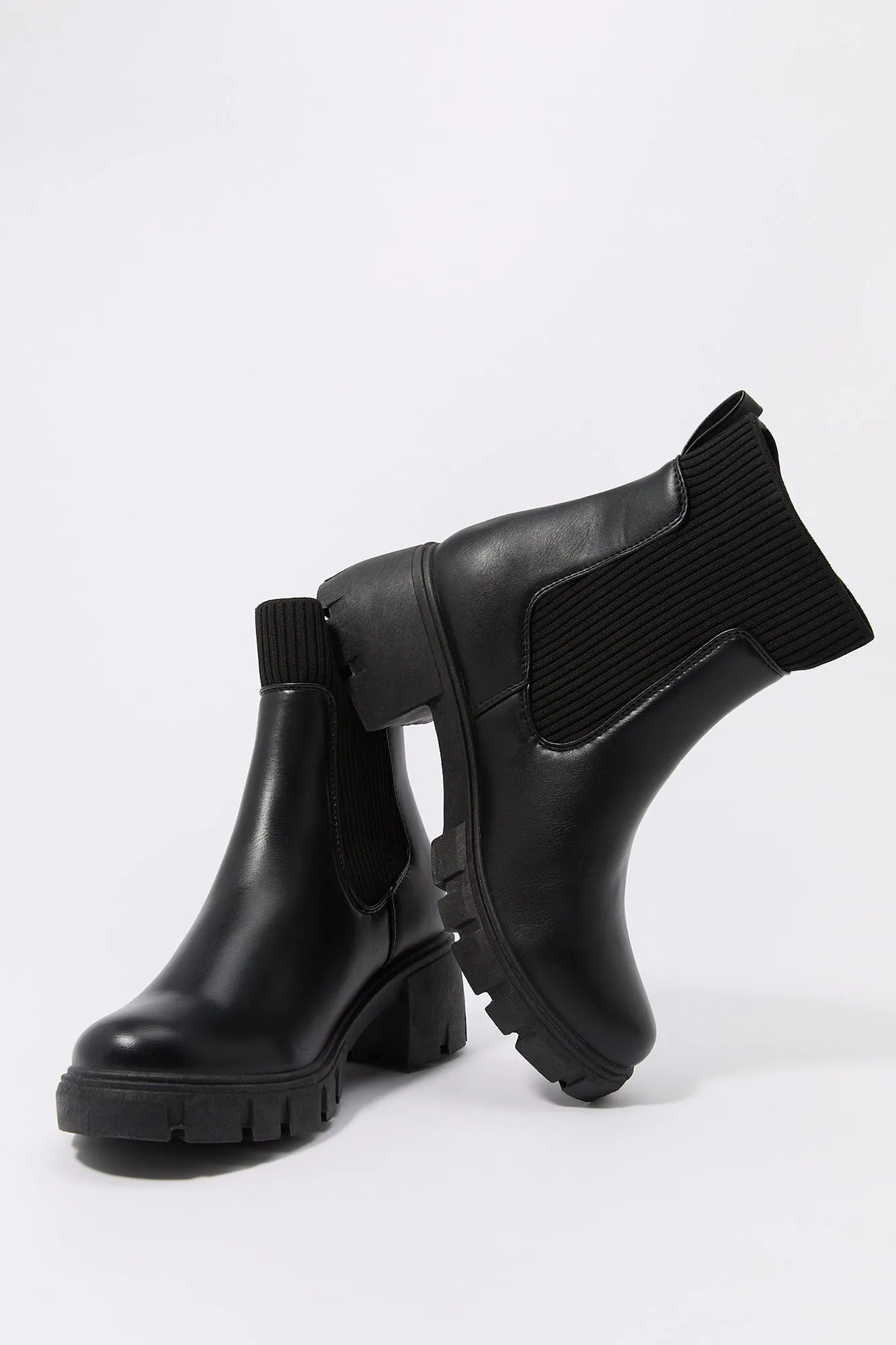 Bottes à panneaux élastiques en tricot côtelé