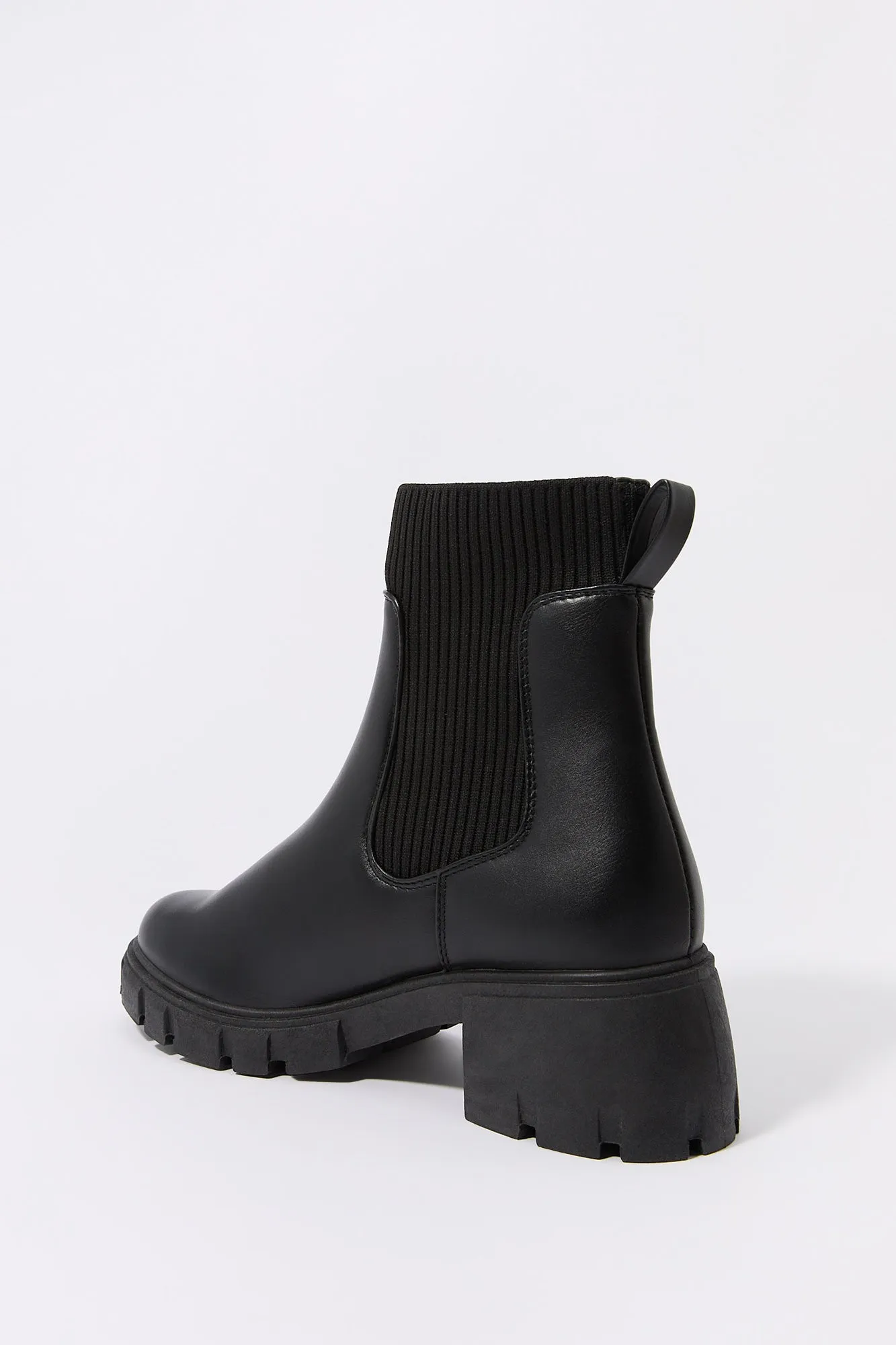 Bottes à panneaux élastiques en tricot côtelé