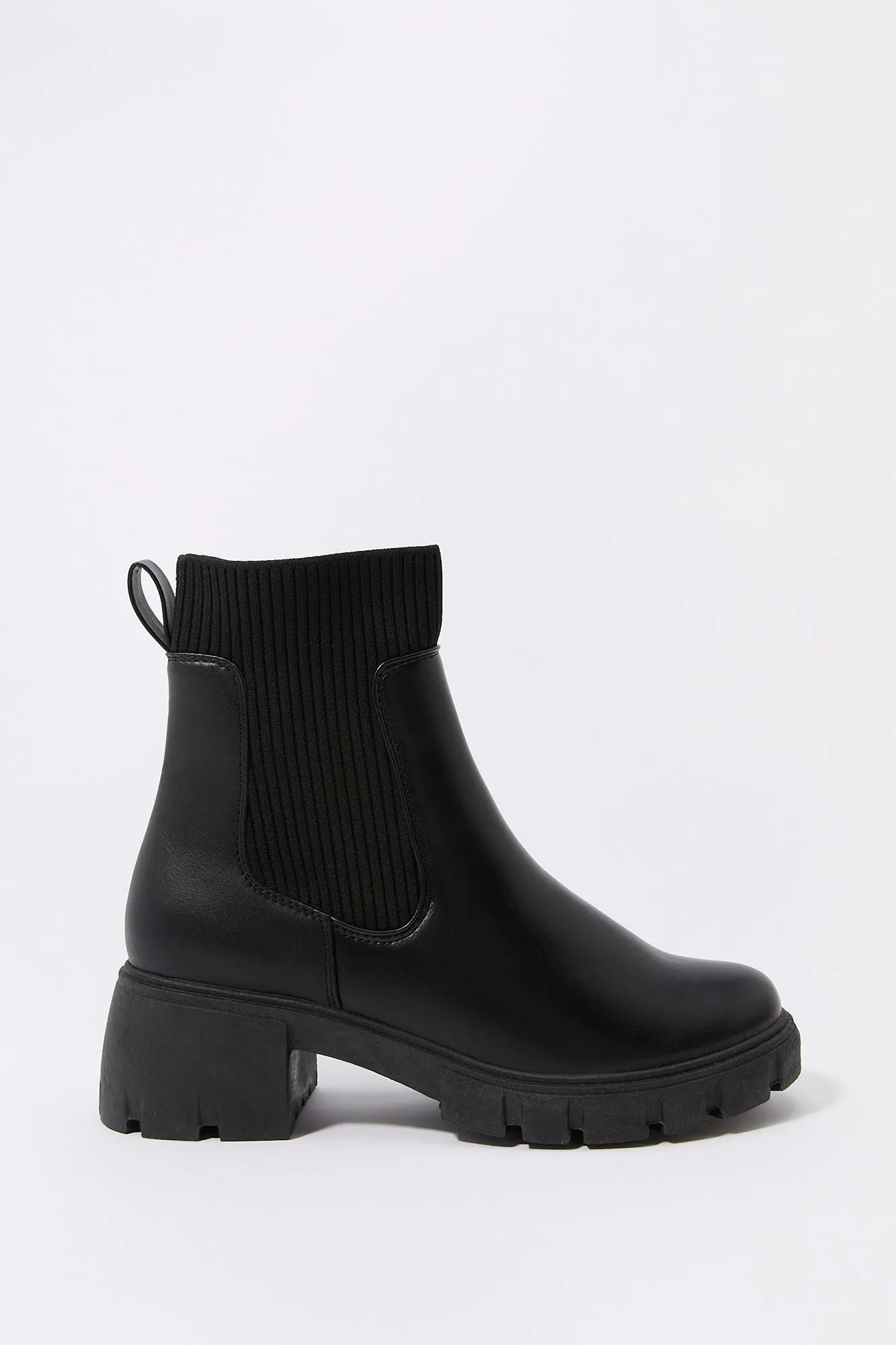 Bottes à panneaux élastiques en tricot côtelé