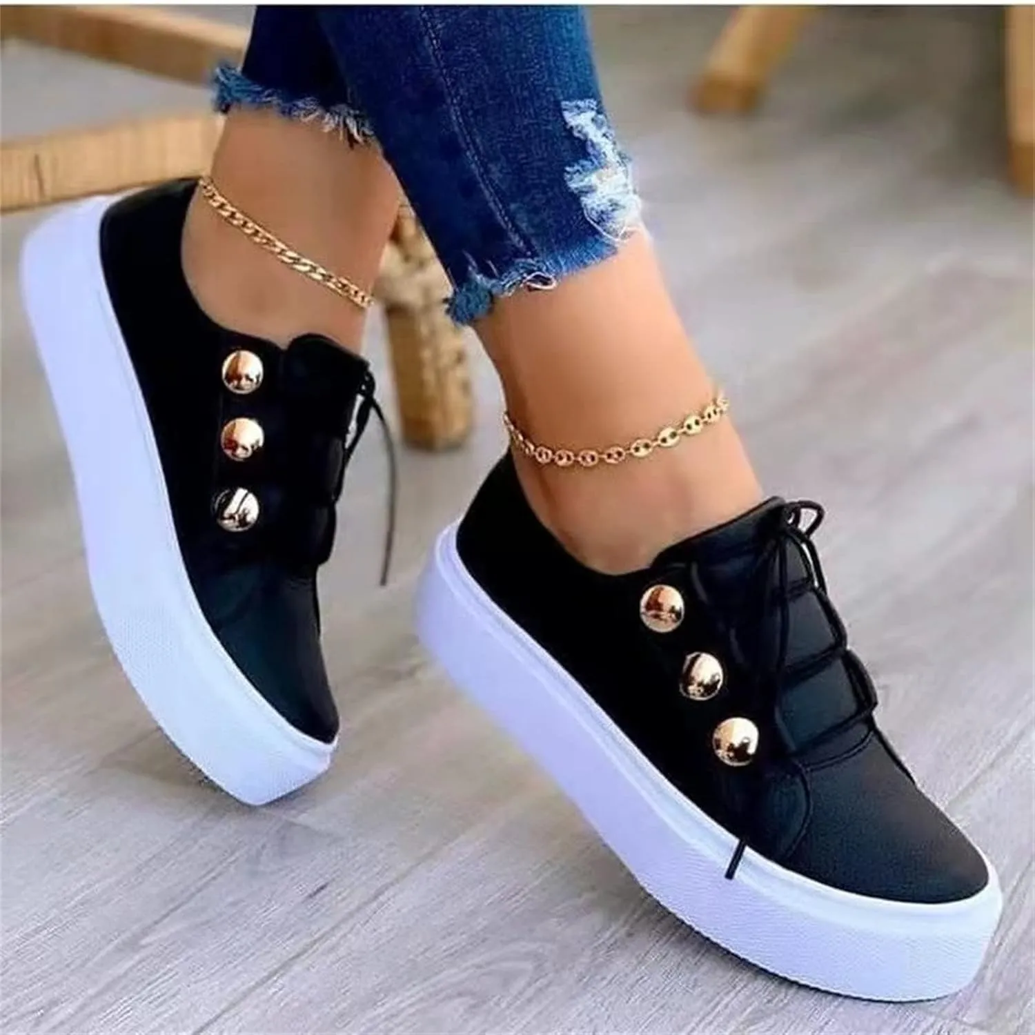 Lausiuoe Sneakers For Women Wide Width Comfortable Low Top Casual Canvas Shoes Fashion Slip On Walking Flat Loafers