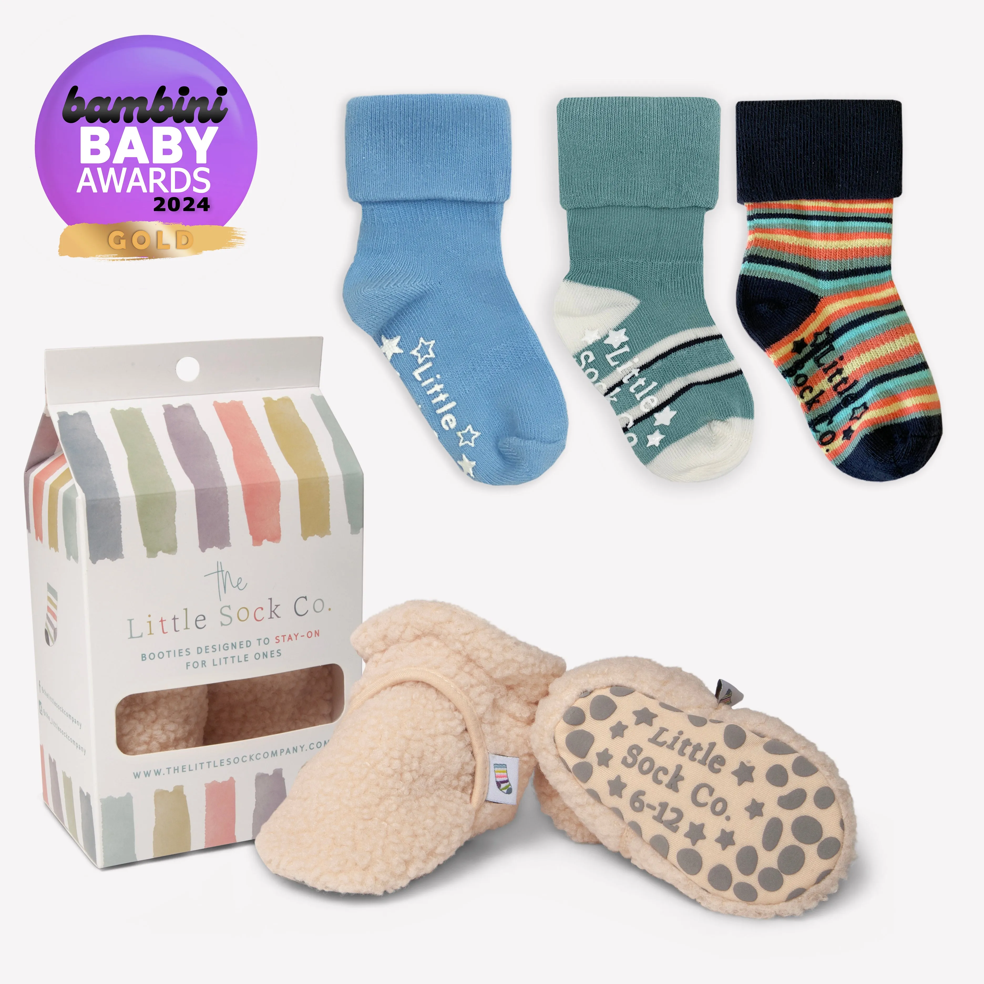 Sherpa - Stay-on, Non-Slip Booties - Cosy Pram Slipper or Baby Carrier bootie