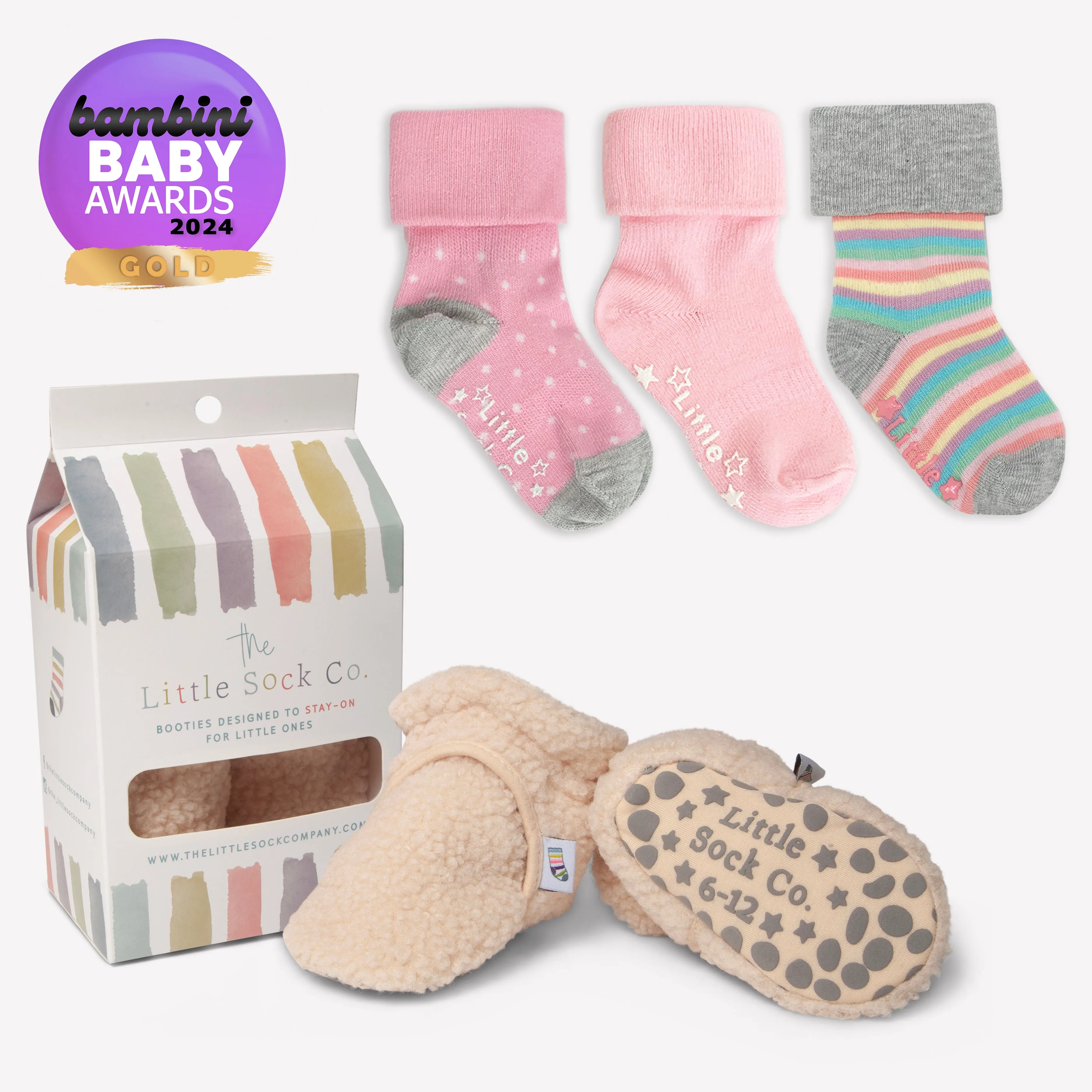 Sherpa - Stay-on, Non-Slip Booties - Cosy Pram Slipper or Baby Carrier bootie