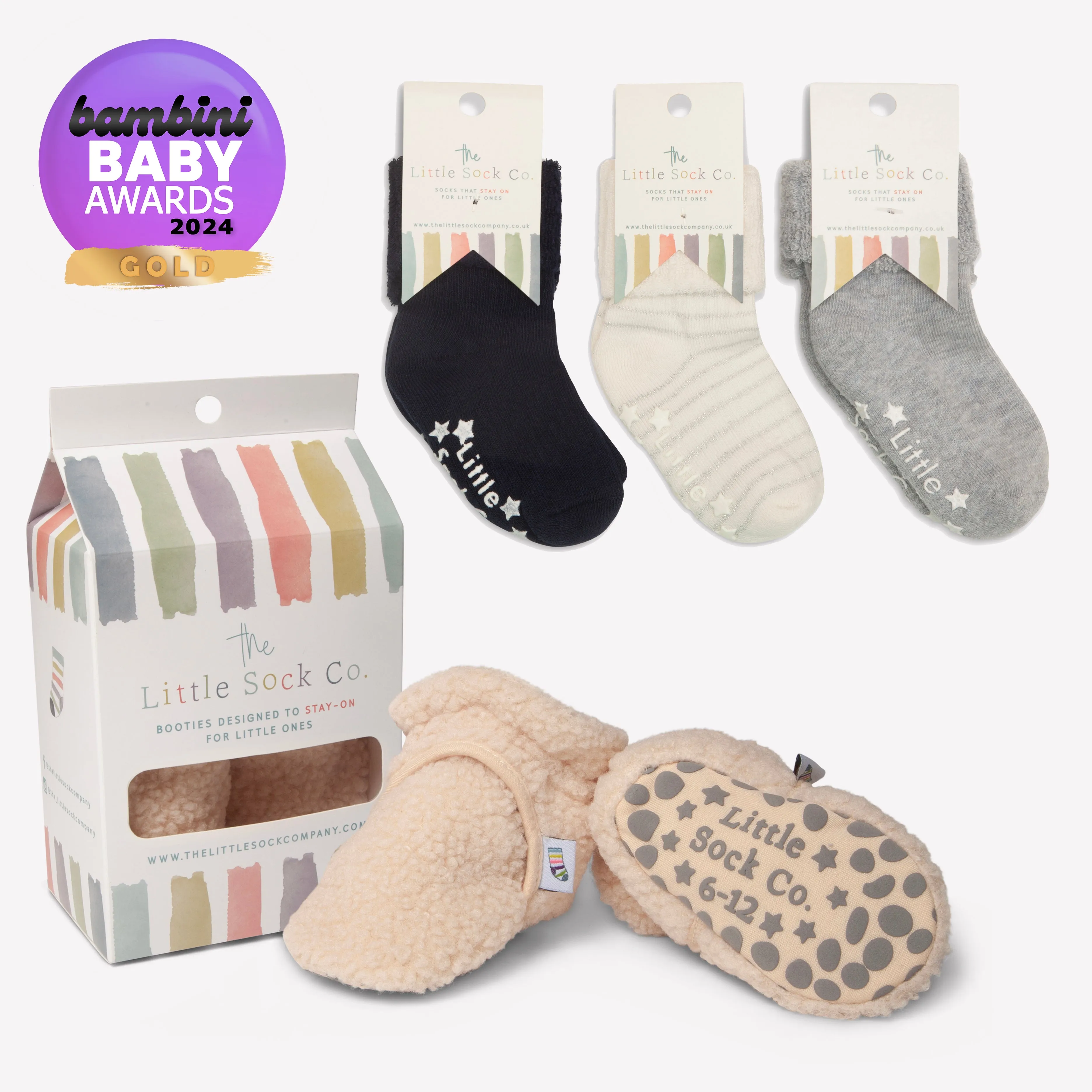Sherpa - Stay-on, Non-Slip Booties - Cosy Pram Slipper or Baby Carrier bootie