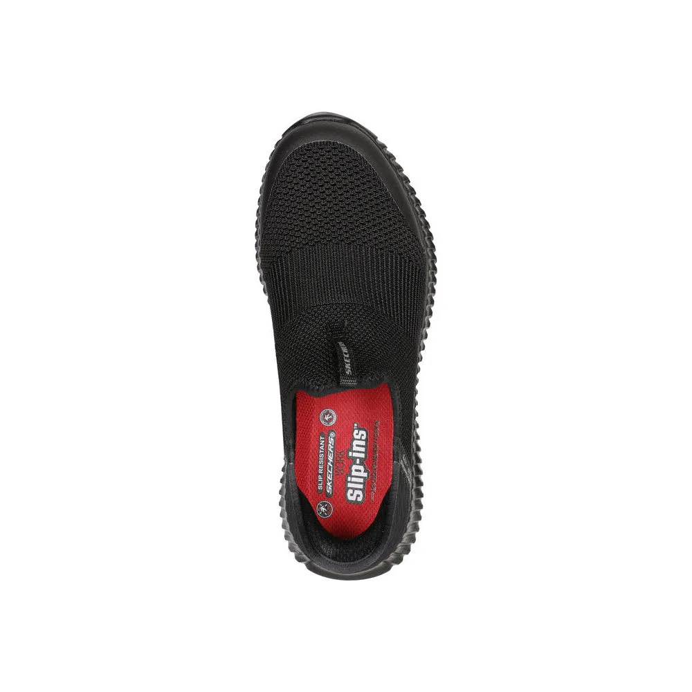 SKECHERS CESSNOCK SLIP ON WORK BLACK TEXTILE - WOMENS