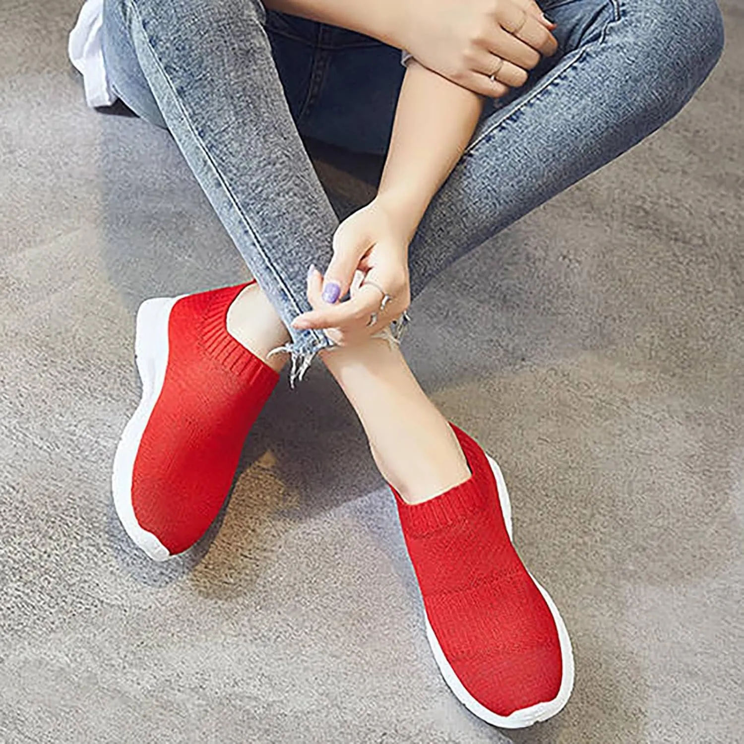 Womens Slip On Walking Shoes Non Slip Running Shoes Running Shoes for Women Arch Support Ladies Shoes Casual White Sneakers Brown Tennis Shoe Cross Trainer Shoe